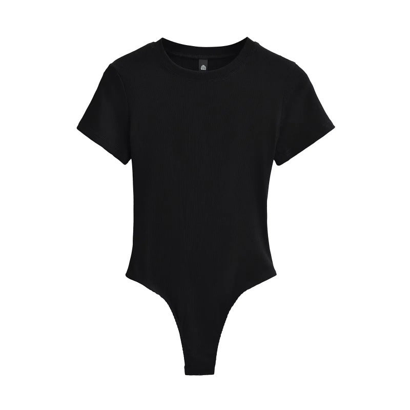 Neck Short Sleeve Rompers Slim Fit Slimming T-shirt Top
