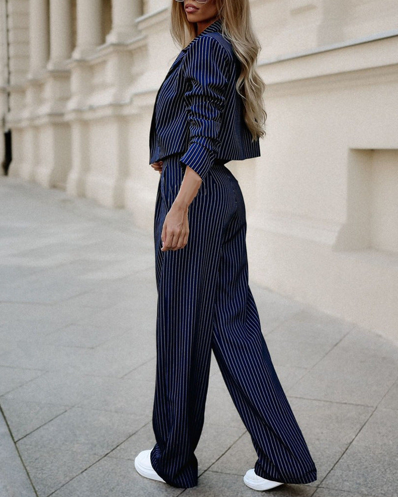 Spring Chic Striped Suit Set – Effortless Elegance for Modern Women