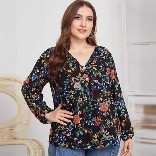 Women's Plus Size Printed Rayon Shirt – Casual Fashion Top for Everyday Wear