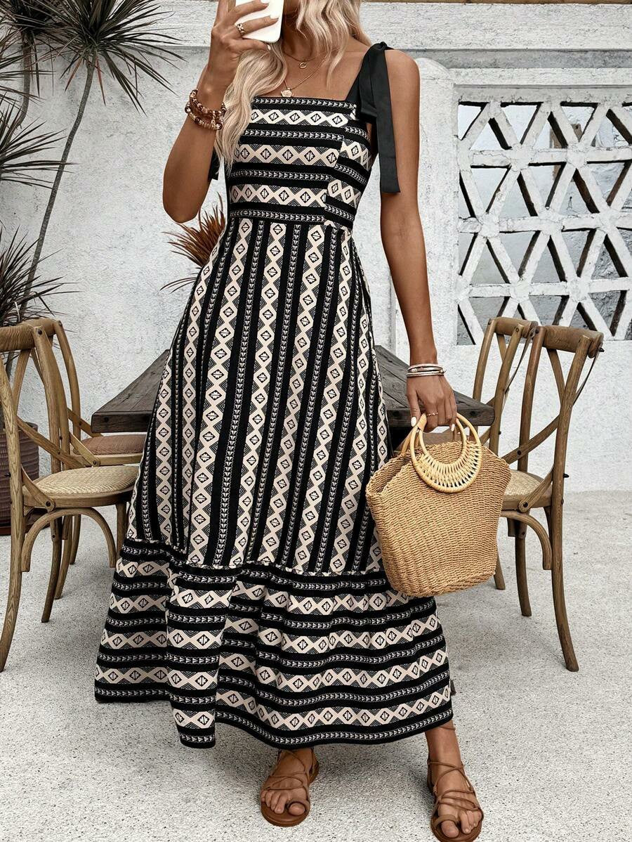 Striped Patchwork Sling Swing Air Dress