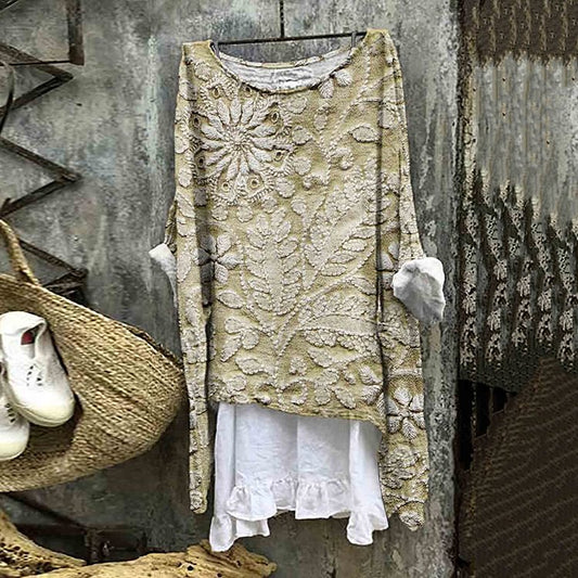 New Casual Long Sleeve Loose Printed Women's T-shirt