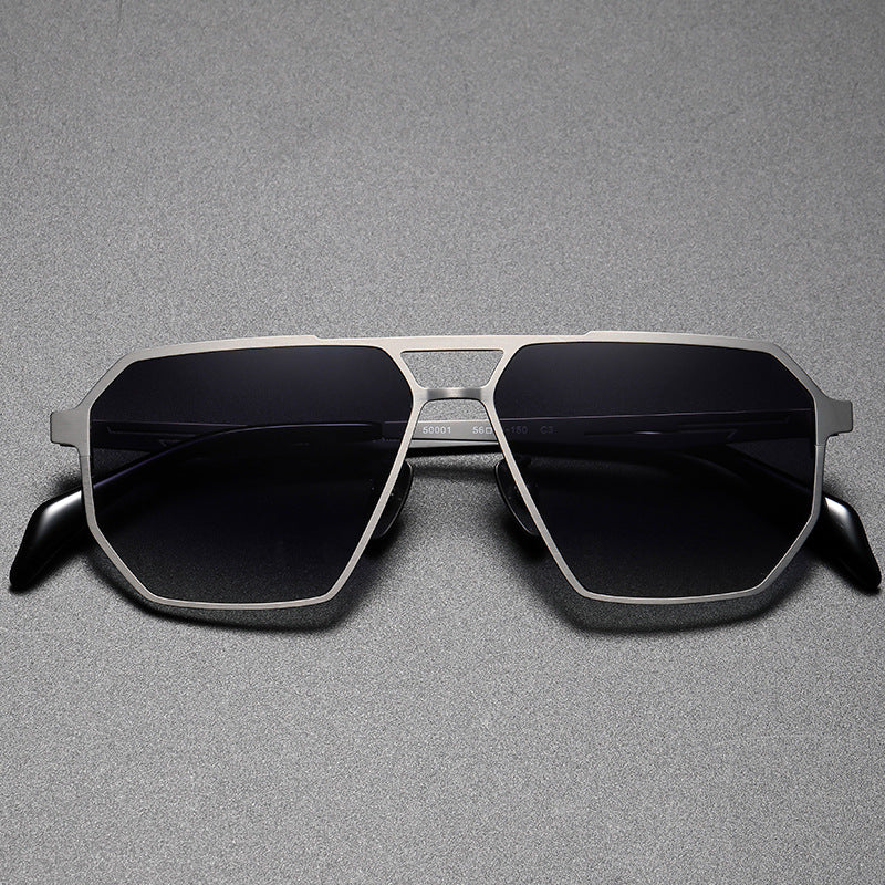 Pure Titanium Polarized Driving Polygon UV-proof Sunglasses