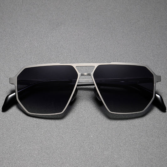 Pure Titanium Polarized Driving Polygon UV-proof Sunglasses