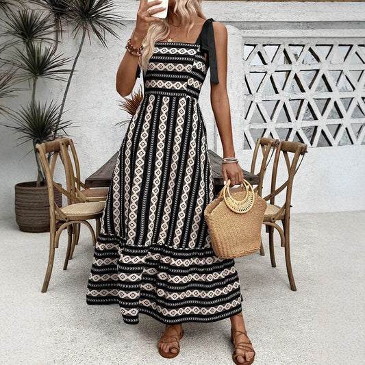 Striped Patchwork Sling Swing Air Dress
