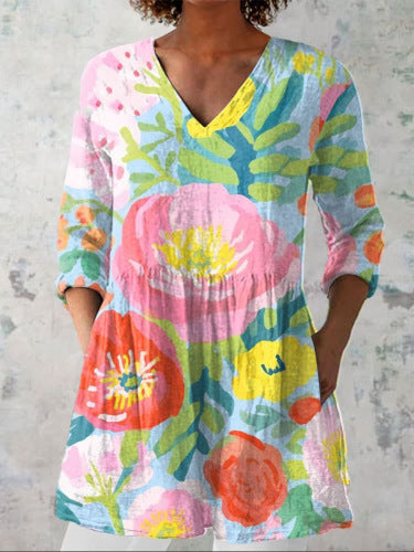 Women's Shirt Pocket Creative Fish Pattern Vacation Style Top