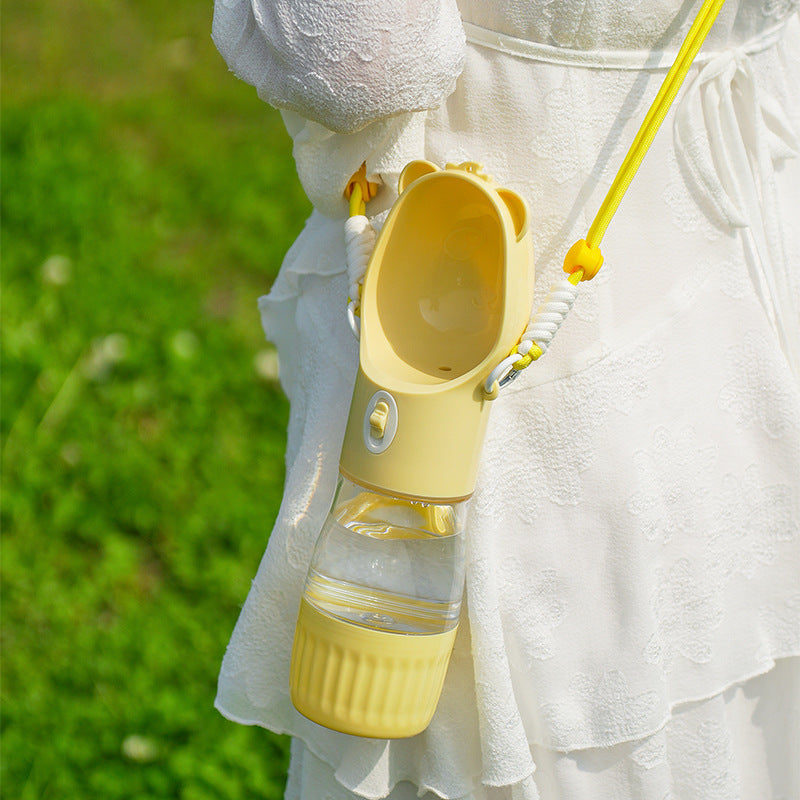 2-in-1 Portable Dog Water Bottle with Food Container – Leak-Proof Outdoor Pet Feeder for Dogs & Cats | 380ml/500ml Travel Cup