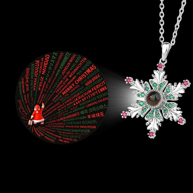 New Christmas Snowflake Projection Necklace – Romantic Clavicle Chain Jewelry for Women | Couple Gift Idea