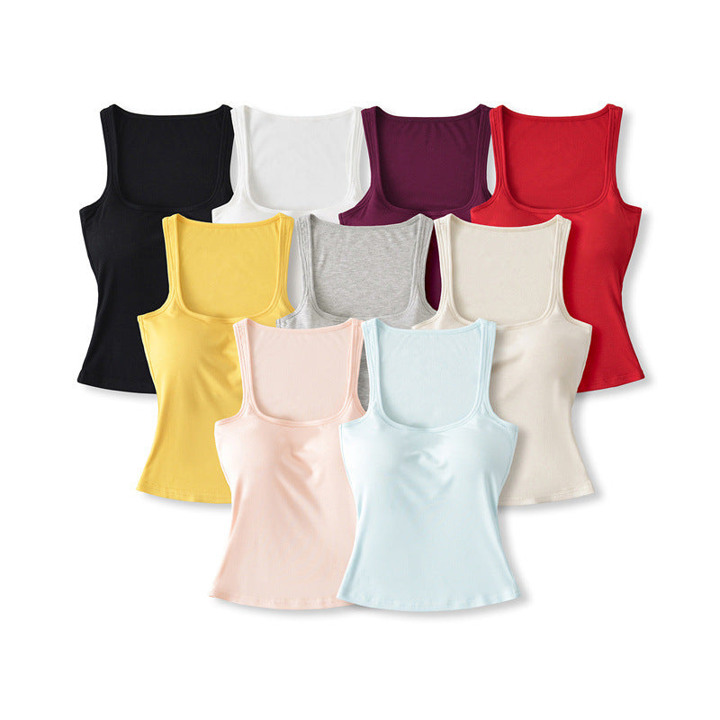 New Solid Color Summer Slim Fit Comic Chest Pad U-neck Vest-style Sling