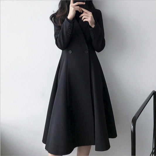 Autumn New Plus Size Women's Long Suit Trench Coat