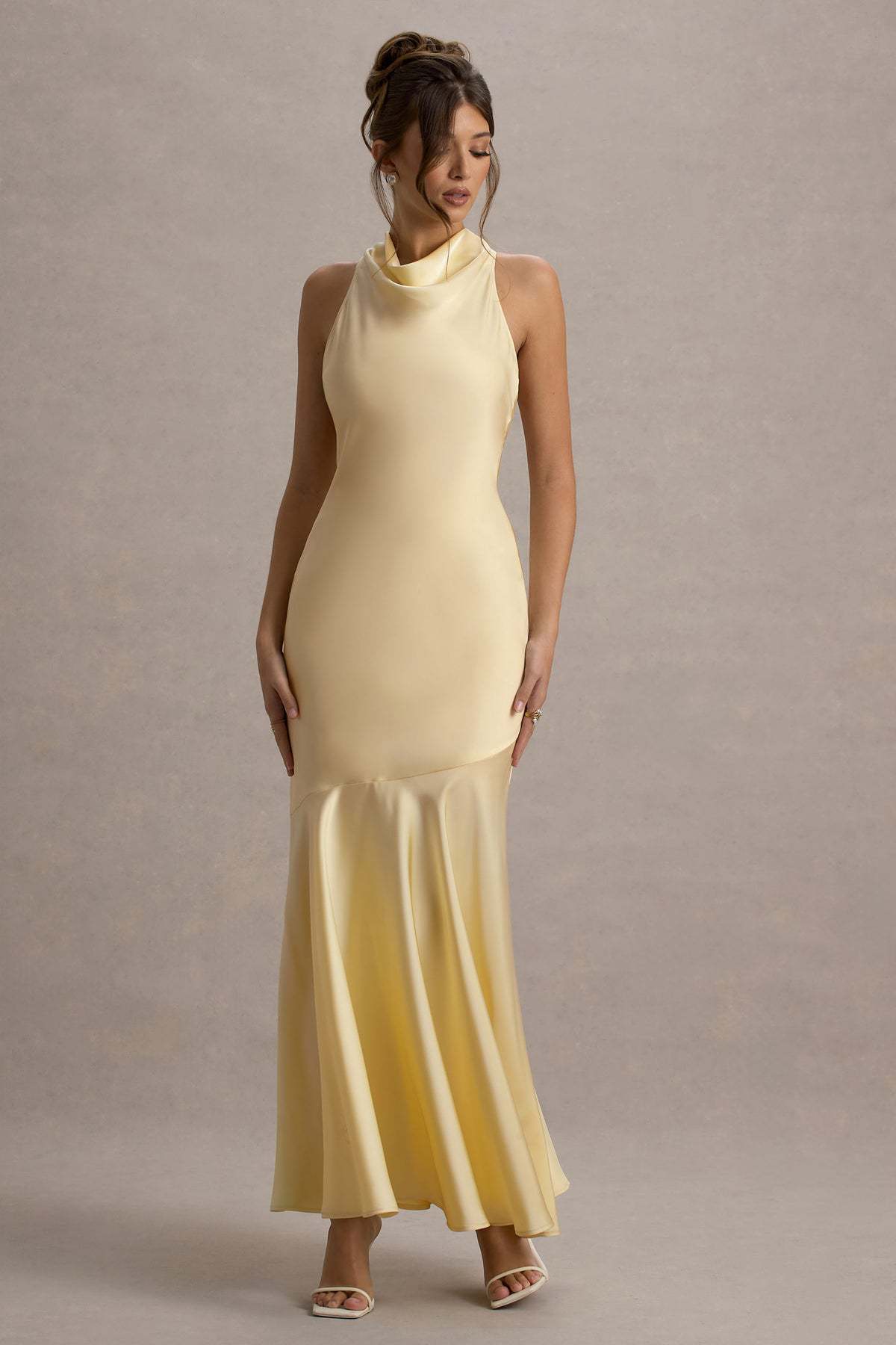 Women's French Style Fishtail Dress - Elegant Banquet Gown with Shoulder Detail