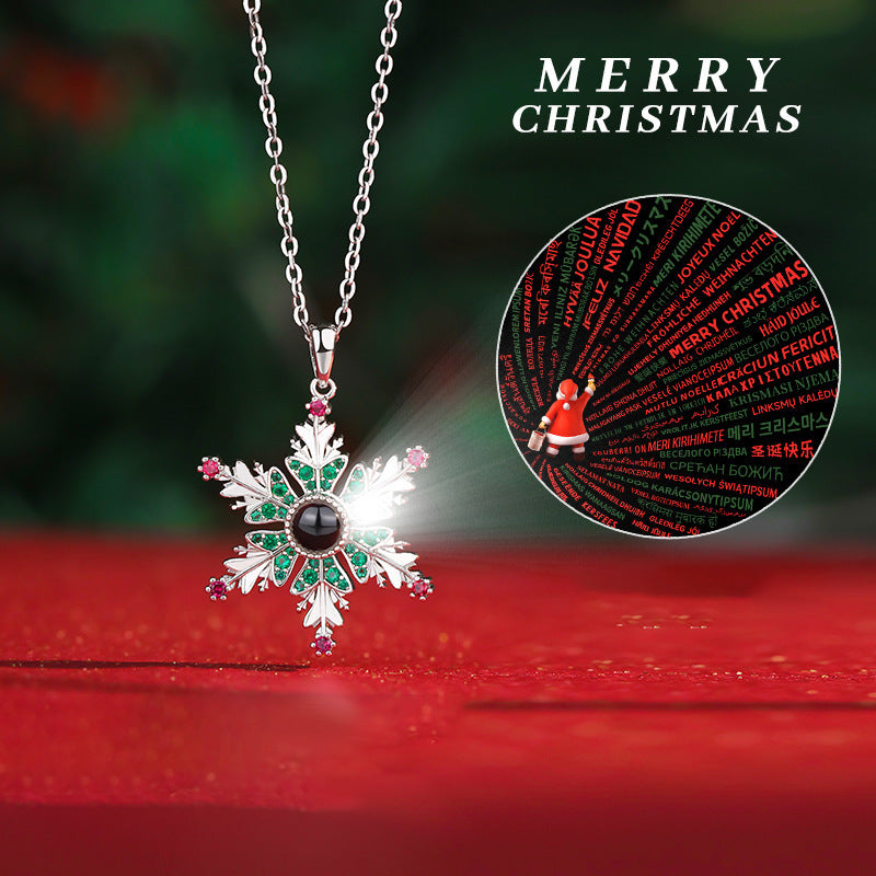 New Christmas Snowflake Projection Necklace – Romantic Clavicle Chain Jewelry for Women | Couple Gift Idea