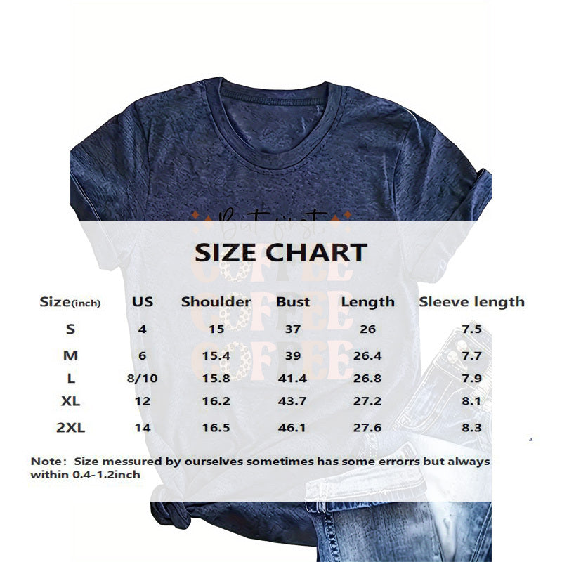 Women's 'COFFEE' Graphic Print T-Shirt – Round Neck Short Sleeve Casual Summer Tee