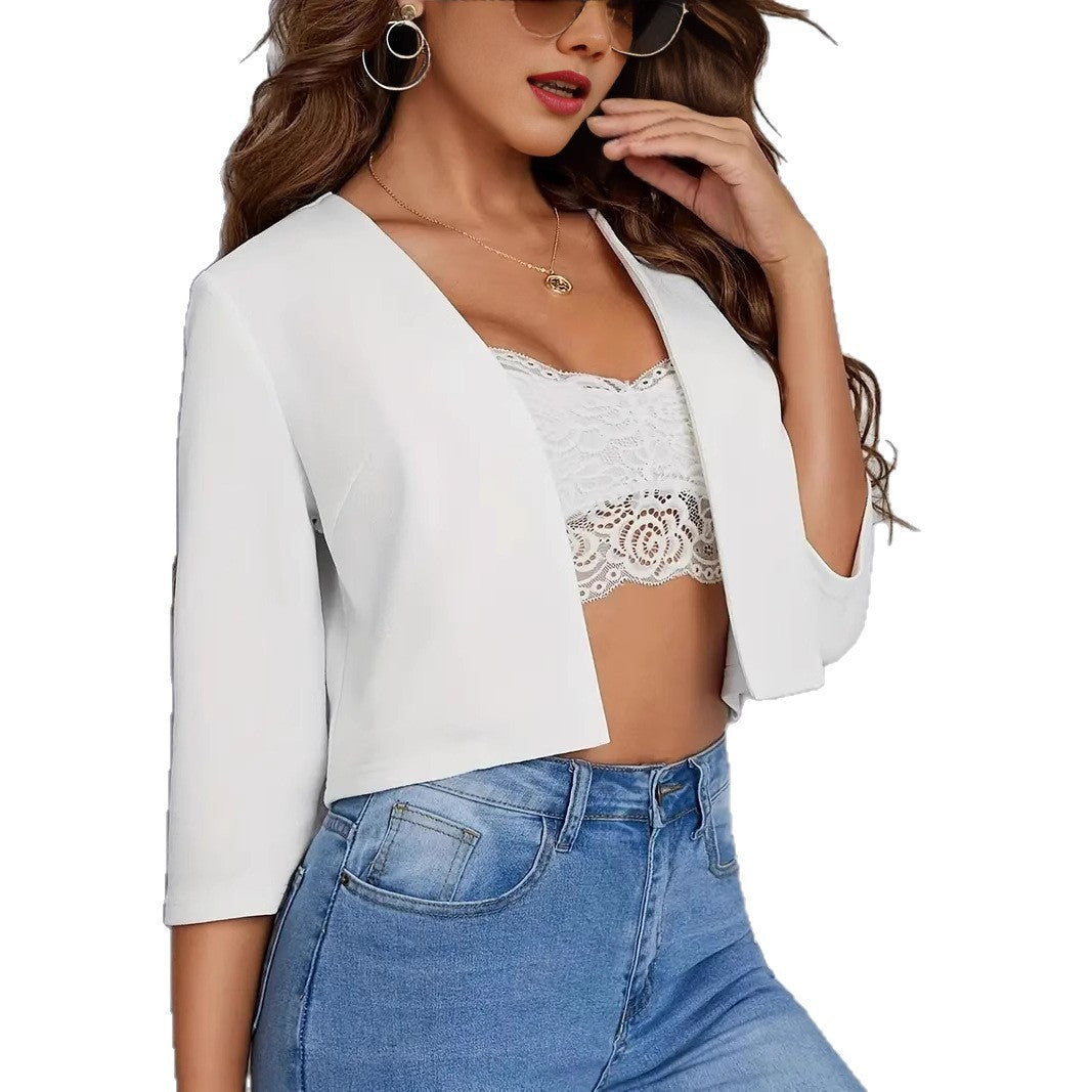 Women's Elegant Solid Color Casual Short Jacket