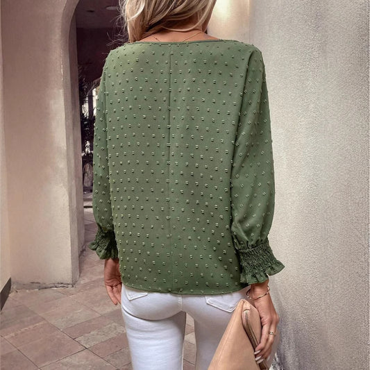 Round Neck Lantern Sleeve Long Sleeve