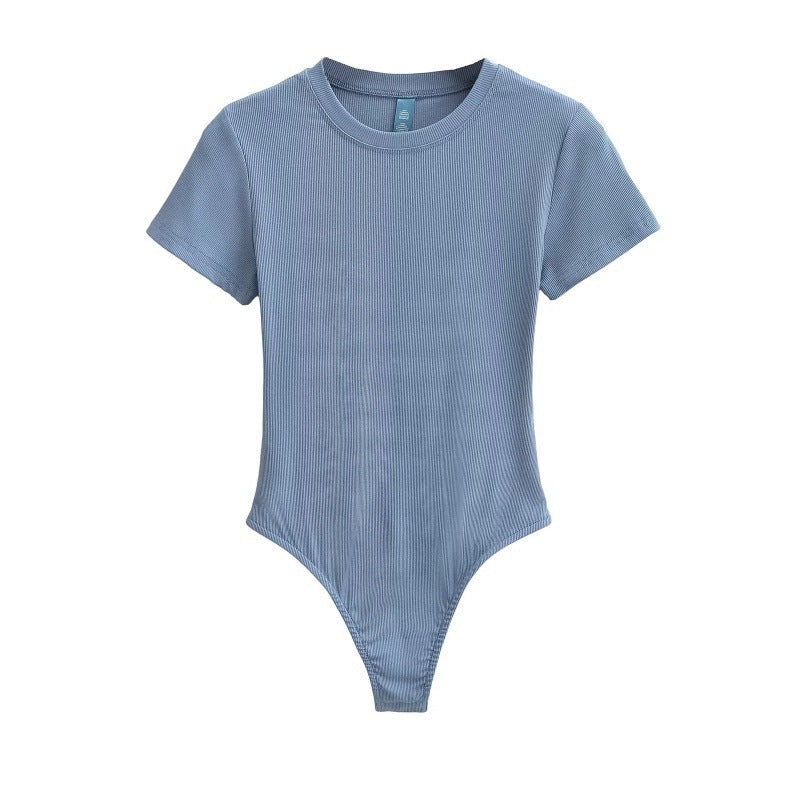 Neck Short Sleeve Rompers Slim Fit Slimming T-shirt Top