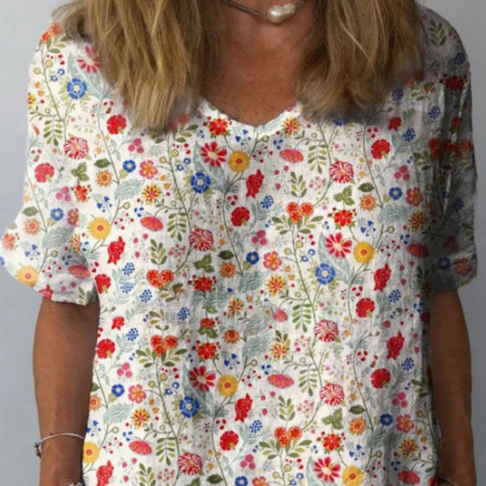 European And American Printed Shirt Casual Round Neck Fashion