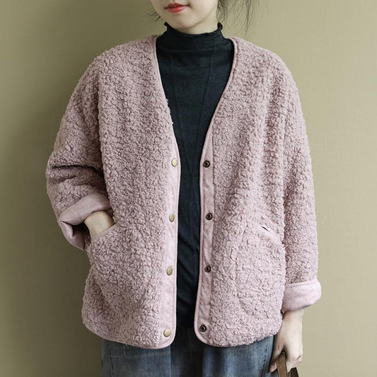 Plus Size Loose Artistic Long Sleeve Women's Short Winter Coat