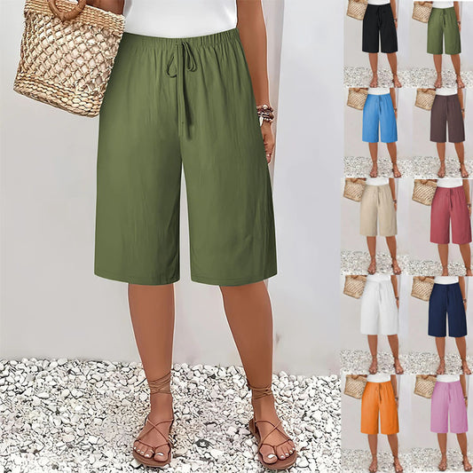 Women's Casual Solid Color Cropped Pants – Comfortable & Stylish Everyday Trousers