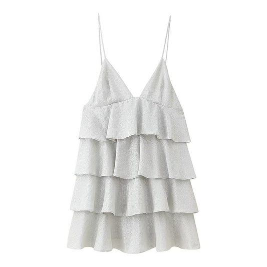 Laminated Decoration Short Sling Dress