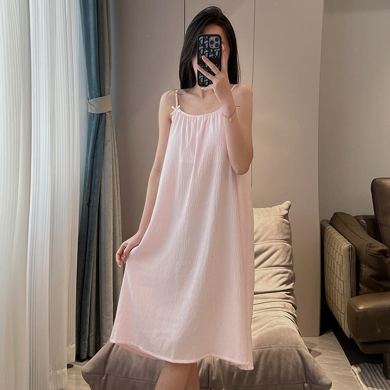 Women's Plus Size Thin Slip Nightdress with Built-In Chest Pad – Loose & Comfortable Sleepwear