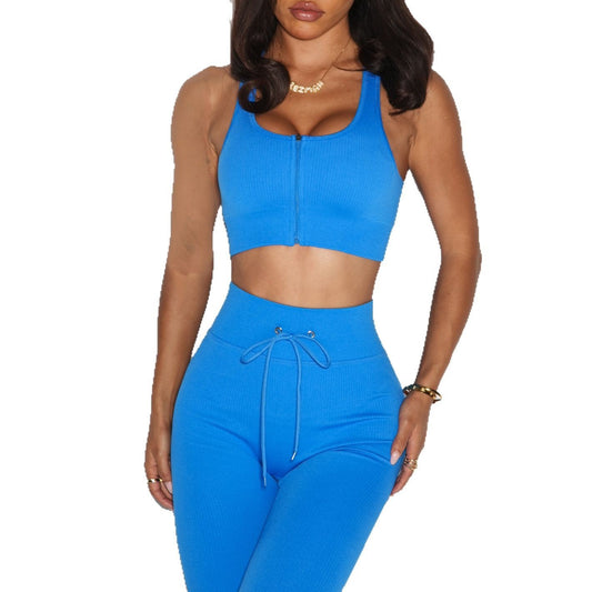 Women's Tied High Waist Yoga Pants Set – Comfortable Activewear Suit