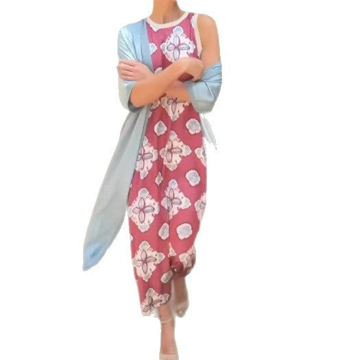 Printed Dress Two-piece Set With Cloak