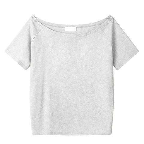 High-end Loose Oblique Shoulder Tops Short Sleeve Women