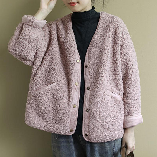 Plus Size Loose Artistic Long Sleeve Women's Short Winter Coat