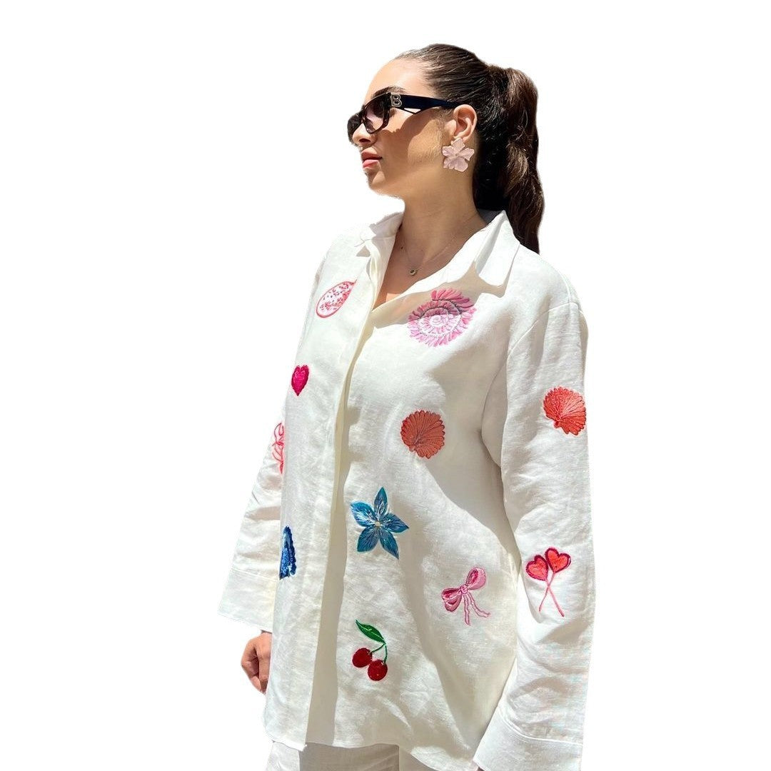 European And American Women's Clothing New Embroidered Shirt Casual Suit