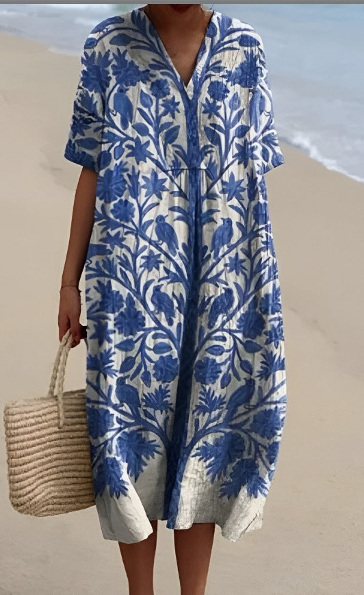 Plus Size Women's Short Sleeve Shirt Dress - Casual Loose Fit Tunic Style