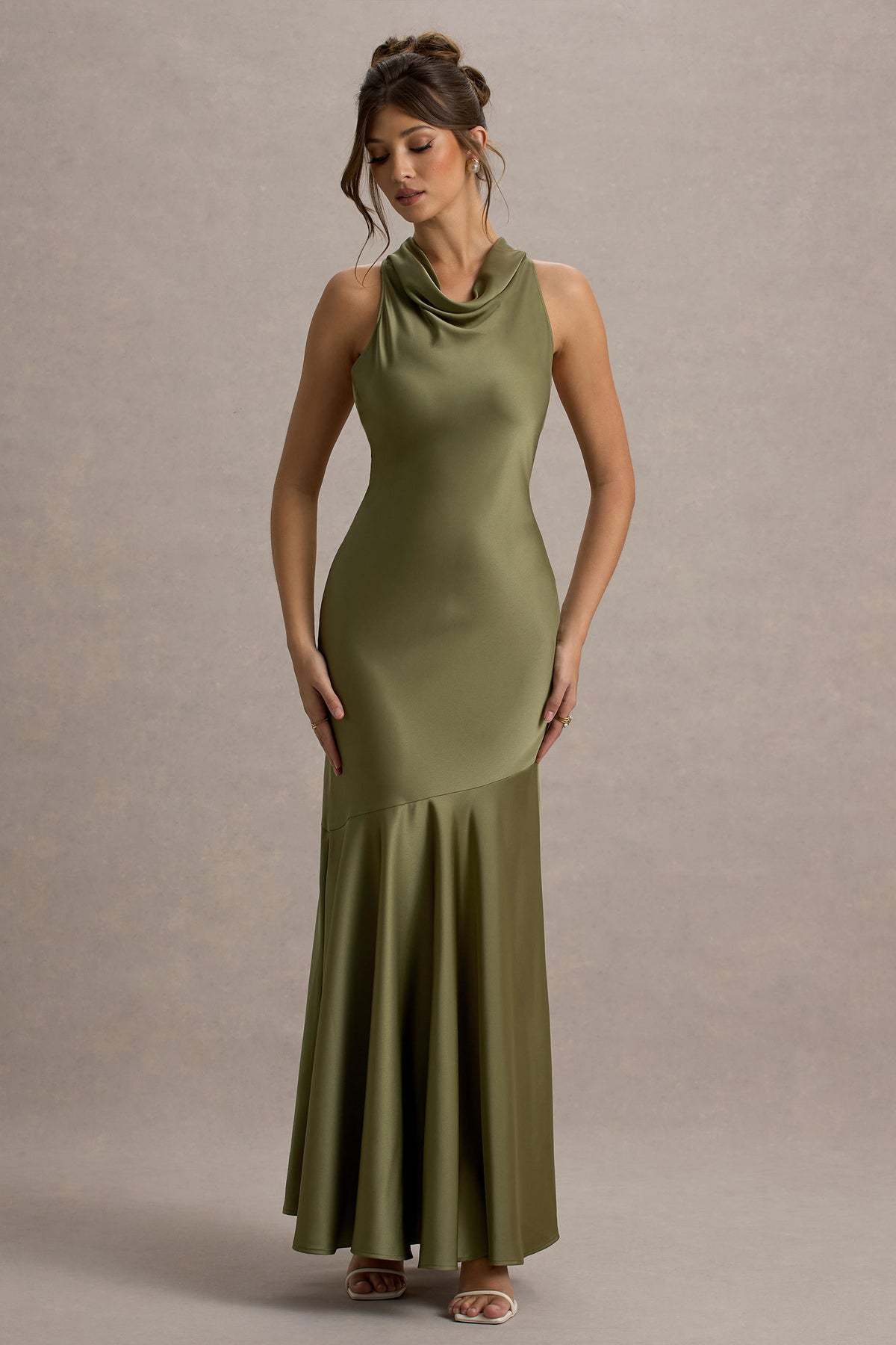 Women's French Style Fishtail Dress - Elegant Banquet Gown with Shoulder Detail