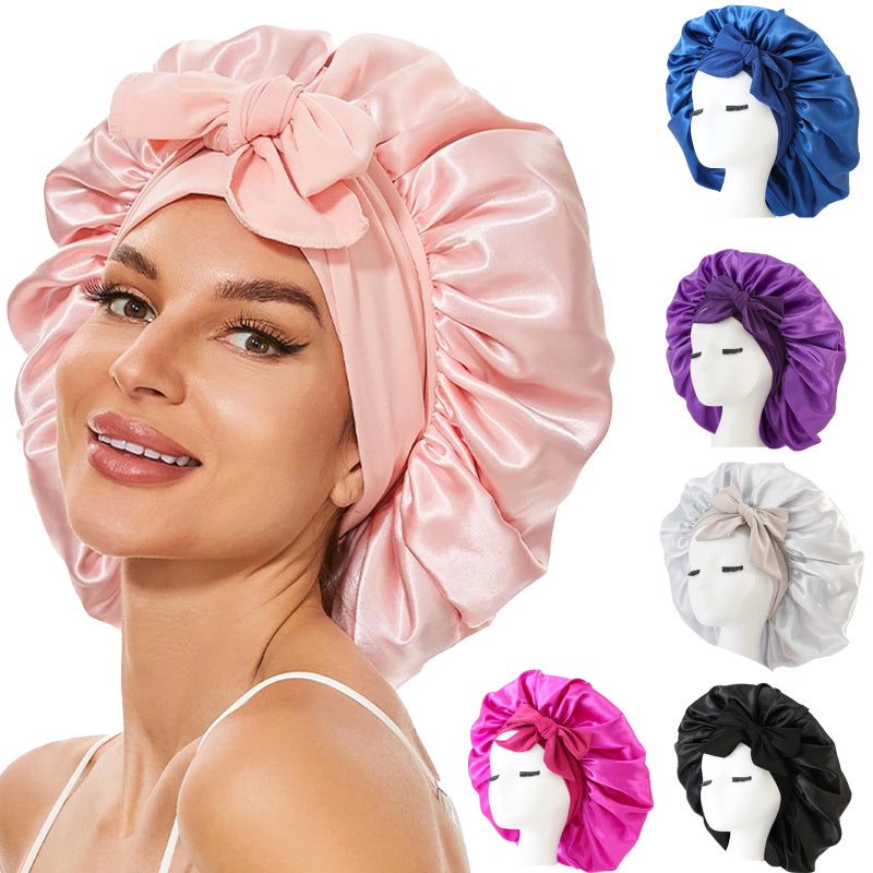 Adjustable Satin Hair Bonnet for Sleeping – Silk Night Cap Scarf Wrap for Curly Hair Protection