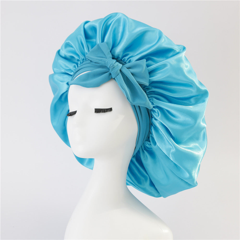 Adjustable Satin Hair Bonnet for Sleeping – Silk Night Cap Scarf Wrap for Curly Hair Protection