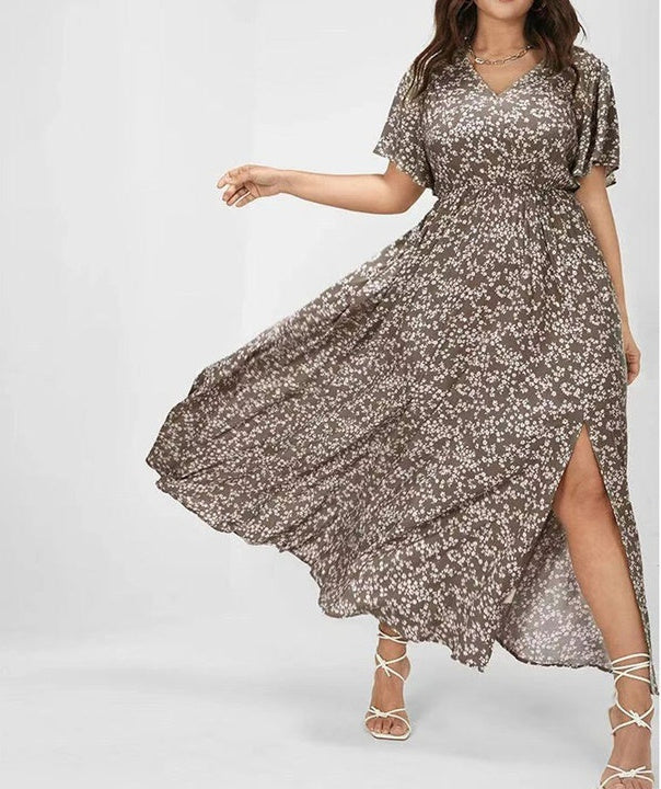 European And American Ladies Bohemian Style Floral Tight Waist Dress