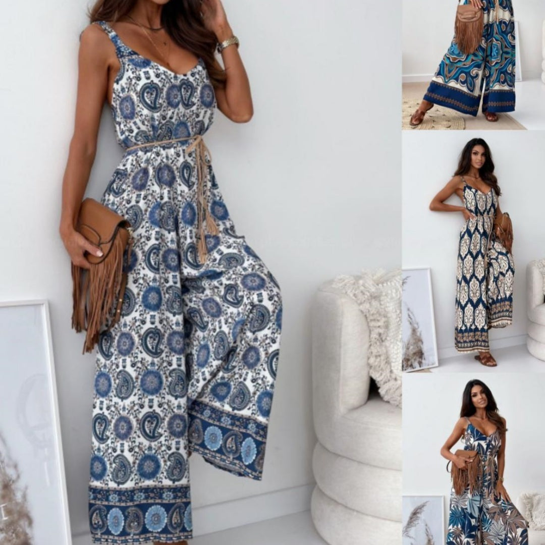 Women's Fashion Bohemian Strap One-piece Wide-leg Pants
