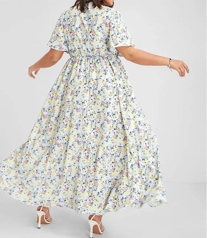 European And American Ladies Bohemian Style Floral Tight Waist Dress