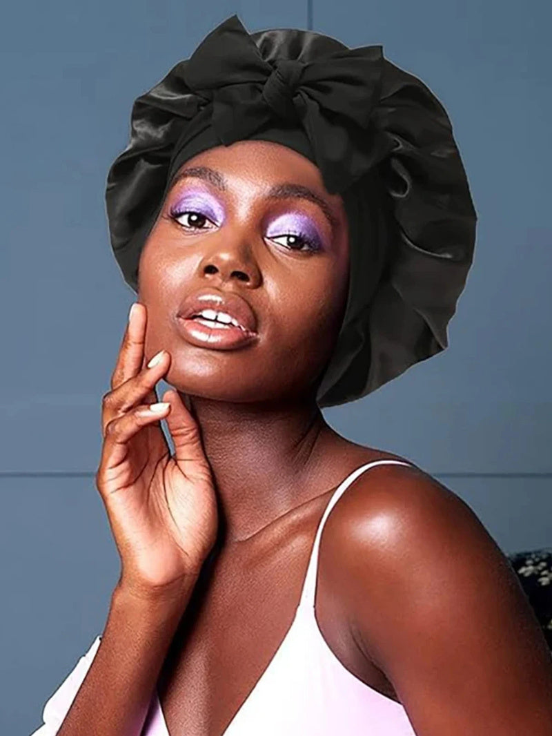 Adjustable Satin Hair Bonnet for Sleeping – Silk Night Cap Scarf Wrap for Curly Hair Protection