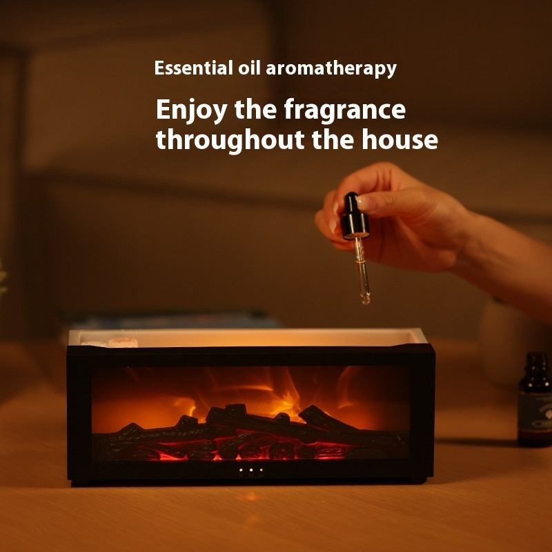 Flame Aromatherapy Diffuser โ 3D Fireplace Effect Humidifier with Colorful LED & Large Fog Output