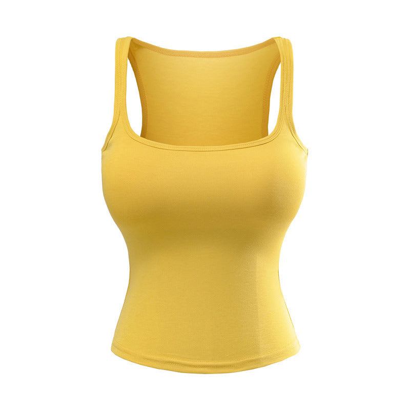New Solid Color Summer Slim Fit Comic Chest Pad U-neck Vest-style Sling