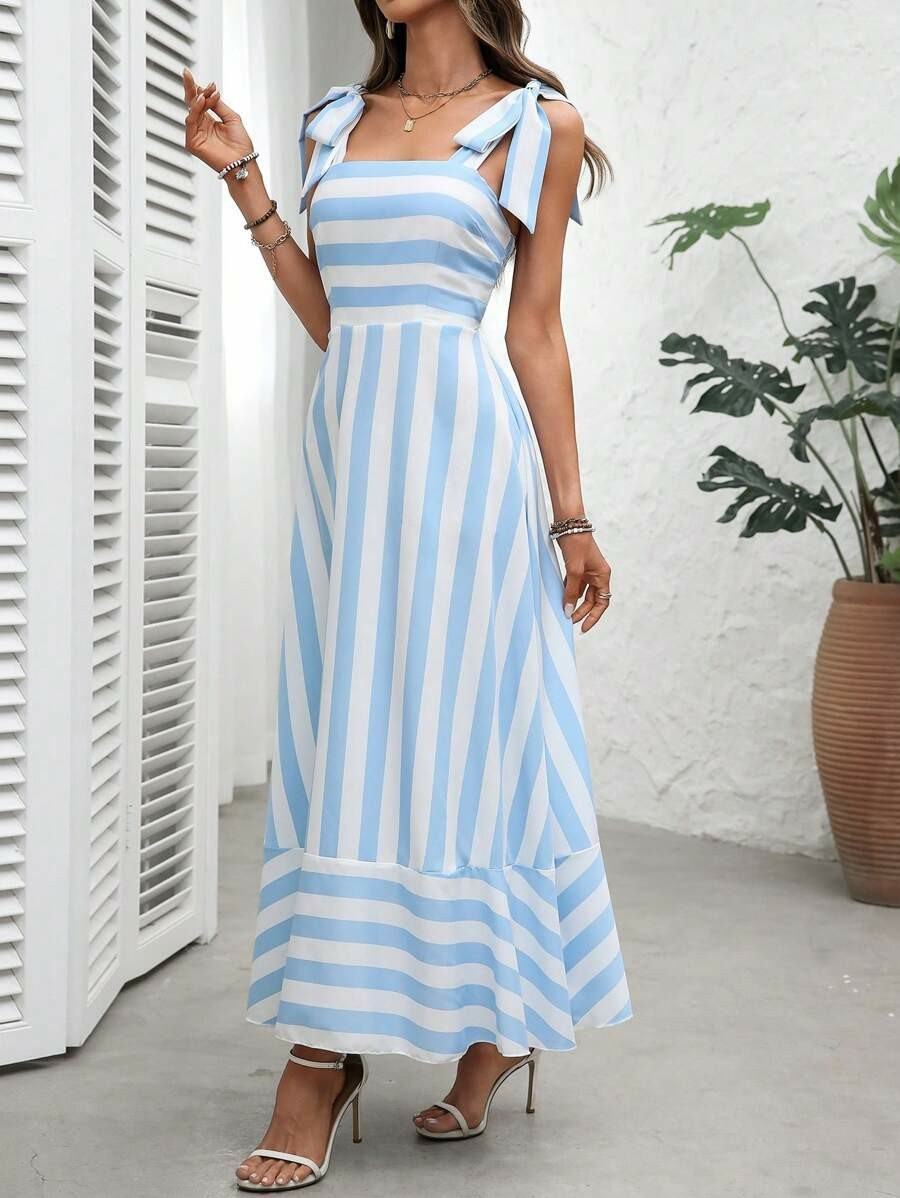 Striped Patchwork Sling Swing Air Dress