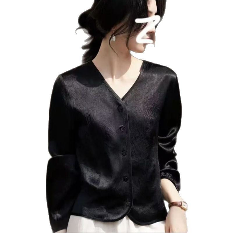 Ice-sensitive Acetate V-neck Long Sleeve Sunscreen Coat