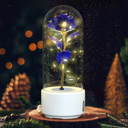 2-in-1 Rose LED Light & Bluetooth Speaker – Romantic Gift in Glass Dome