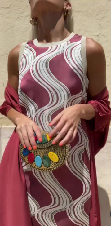 Printed Dress Two-piece Set With Cloak