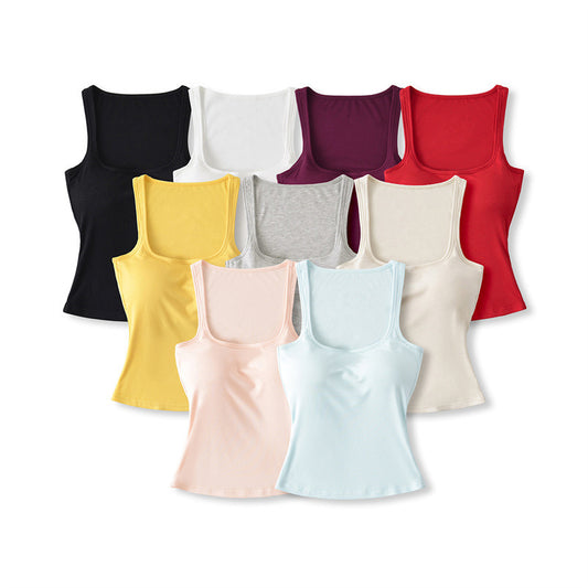 New Solid Color Summer Slim Fit Comic Chest Pad U-neck Vest-style Sling