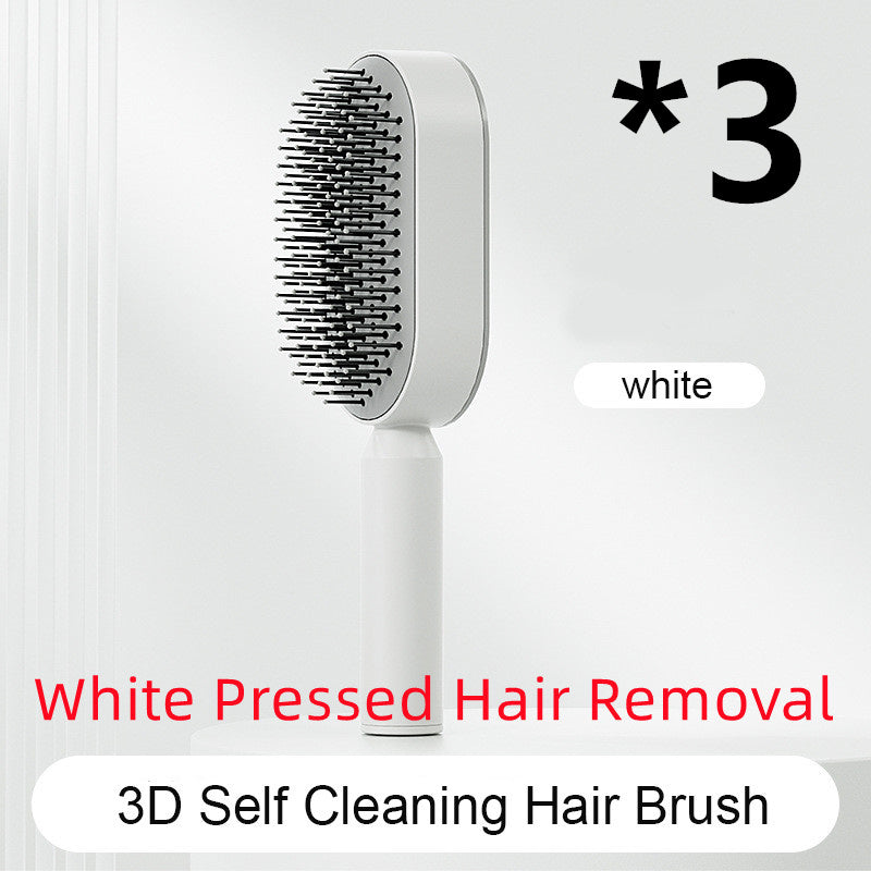 Self-Cleaning Hair Brush for Women – Anti-Static Scalp Massage Comb with One-Key Hair Removal