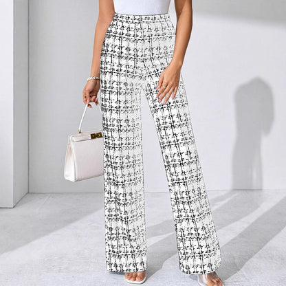 Women's Fashion Casual Plaid Printed Trousers