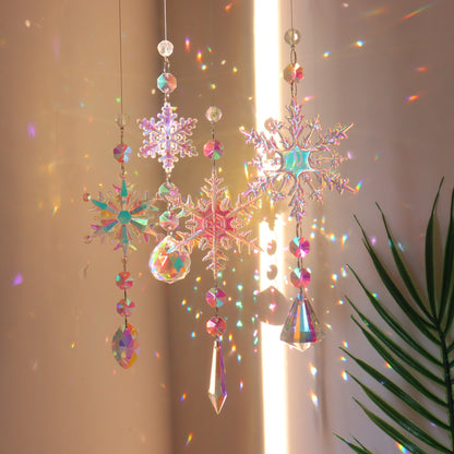 Christmas Tree Hanging Dreamcatcher – AB Color Acrylic Snowflake Ornaments for Holiday Decoration