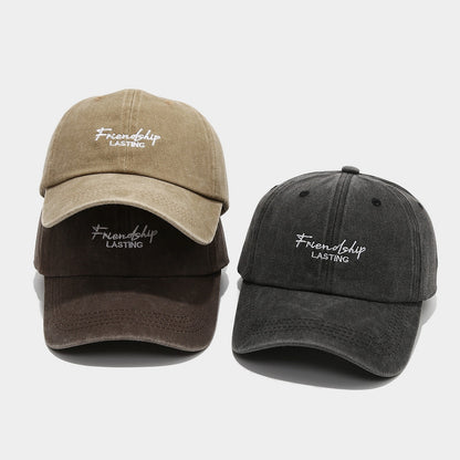 Unisex Vintage Distressed Peaked Cap – Soft Top Retro-Style Adjustable Hat for Couples