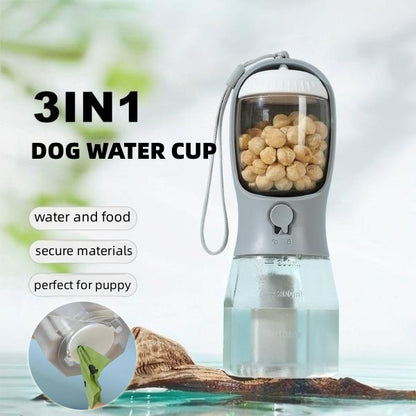 3-in-1 Portable Dog Water Cup – Hydration, Snacks &amp; Clean-Up All in One!
