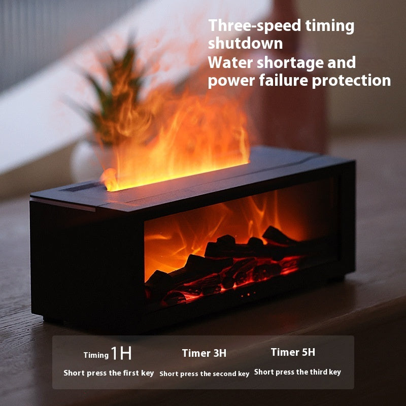 Flame Aromatherapy Diffuser – 3D Fireplace Effect Humidifier with Colorful LED & Large Fog Output
